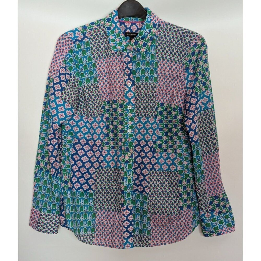 Talbots Tulip Patchwork Button Down Cotton Shirt … - image 2